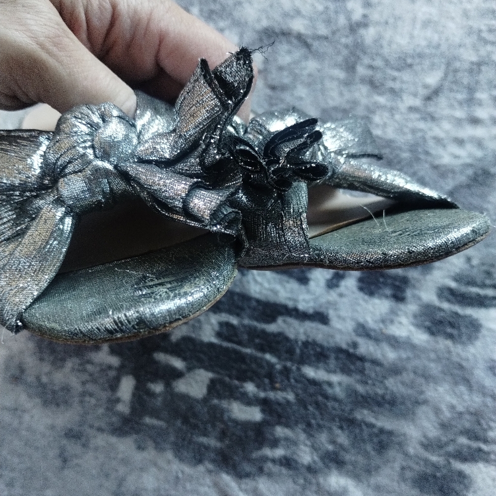 Loeffler Randall Silver Mules with Bow 8 - Picture 6 of 11